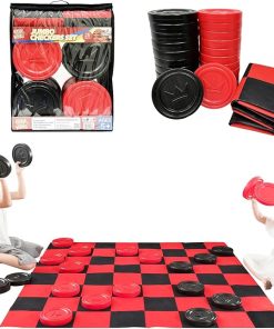 Jumbo Checkers Set with Storage Bag for Outdoor Indoor Family Fun
