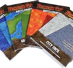 Premium Waterproof Double-Sided Battle Maps Set of 4 for Dungeon Craft