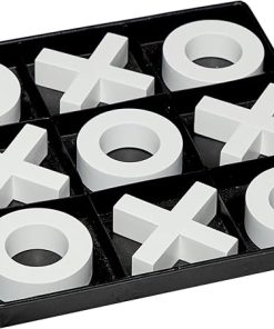 Deco 79 Wooden Tic Tac Toe Game Set with White Pieces 12 x 12 x 1