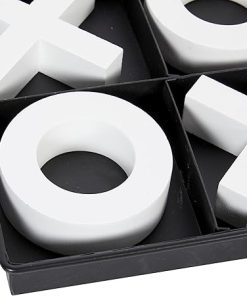 Deco 79 Wooden Tic Tac Toe Game Set with White Pieces 12 x 12 x 1 2