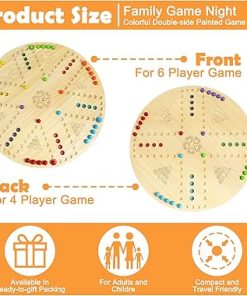 Wooden Wahoo Marble Board Game Double Side 36 Marbles for Family Fun 2