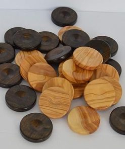Olive Wood Chips and 1.4 Inch Backgammon Checkers from Greece 2