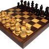 Handmade Reversible Wooden Chess and Board Solitaire Game Set