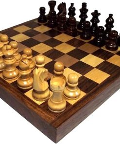 Handmade Reversible Wooden Chess and Board Solitaire Game Set