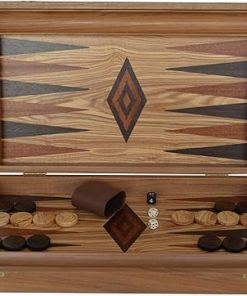 Handmade Olive Wood 19 Inch Backgammon Set from Greece