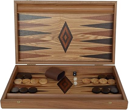Handmade Olive Wood 19 Inch Backgammon Set from Greece Handmade Olive Wood 19 Inch Backgammon Set from Greece