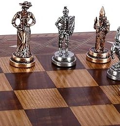 Historical Handmade Spanish Royal Guard Metal Chess Pieces King 2.65 Inches