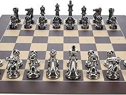 Premium Metal Chess Set with Wooden Board – 21.75 Inch Quality Game
