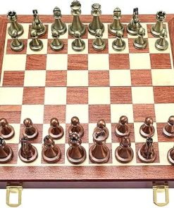 Deluxe Copper Plated Chess Set for Adults with Portable Wooden Box 2