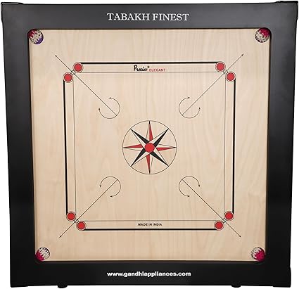 Finest 20mm Carrom Board Set with Coins Striker and Powder by Tabakh Finest 20mm Carrom Board Set with Coins Striker and Powder by Tabakh