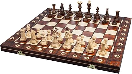 Handmade European Wooden Chess Set with 16 Inch Board and Carved Pieces Handmade European Wooden Chess Set with 16 Inch Board and Carved Pieces