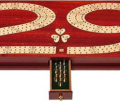 Optimized Title: 3 Track Cribbage Board Game in Blood Wood and Maple Design 2