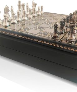 Premium Brass Chess Set with Game Board and Free Box Included