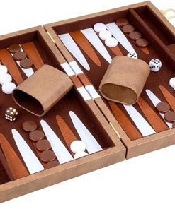 Classic Backgammon Set for 2 Players with PU Leather Case 15 Inch 2