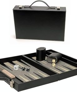 Elegant Black Backgammon Briefcase Board Game 14 Inch by WE Games