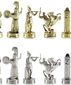 Greek Mythology Chess Set Brass Nickel Finish No Chess Board Included