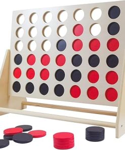 Giant Wooden Four in a Row Game Set for Family Fun and Parties