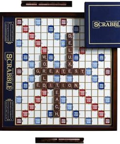 Scrabble Deluxe Edition Rotating Wooden Board Classic Family Game