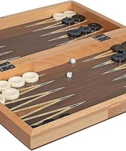 LaModaHome Premium Wooden Backgammon Set for Family Fun and Travel