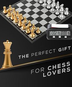 Portable Magnetic Chess Set with Digital Chess Clock for Travel 14 Inch 2