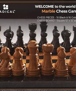 Handmade 12 Inch Black and Gold Marble Chess Set for Adults 2