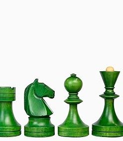 Russian Soviet Era Chess Set in Stained Green Ash Burl Boxwood 3.7″ King 2