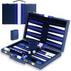 Backgammon Sets for Adults – 15 Inch Classic Game with Leather Case