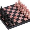 NOVICA Small Black and Pink Marble Chess Set 7.5 Inch Challenge
