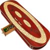 Oval 4 Track Wooden Cribbage Board Set for 4 Players with Storage
