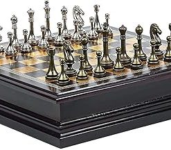 Tudor City Metal Chessmen Set with Storage King Size 2.5 Inches 2
