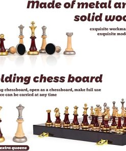 Wooden and Metal Chess Set for Adults Portable Travel Chess Board 2