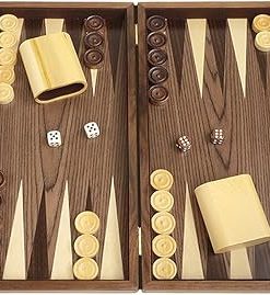 15 Inch Wood Backgammon Set With Burlwood Game Board