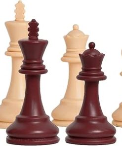 Reykjavik Plastic Chess Set Pieces Only 3.75 Inch King Red Natural