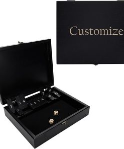 Custom Engraved Wooden Shut the Box Game with Lid Black Stained