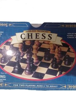 Oak Finish Folding Chess Set with Hand Carved Solid Wood Pieces