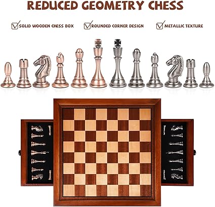Premium 12.5-Inch Wooden Chess Set with Weighted Pieces and Storage Drawer 2 Premium 12.5-Inch Wooden Chess Set with Weighted Pieces and Storage Drawer - Image 2