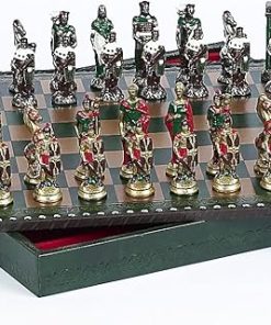Hand Painted Lorenzini Chessmen and Marcello Board from Italy 2