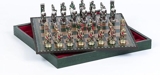 Hand Painted Lorenzini Chessmen and Marcello Board from Italy - Image 2