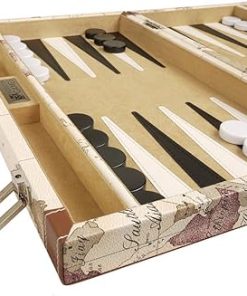 15 Inch Luxurious Map Backgammon Set White Board for Elegant Play 2