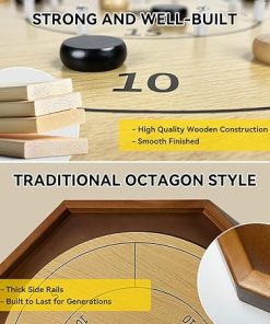 30 Inch Crokinole Board Game and 2 in 1 Checkers Playing Surface 2