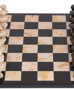 NOVICA Hand Crafted Beige and Black Marble Chess Set, Brown Challenge’ (13 Inch) 2