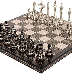 Premium Brass Chess Board Game Set with 100% Brass Pieces in Box
