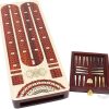 4 Track Cribbage Board Inlaid in Bloodwood with Storage Drawer 13.5 Inches