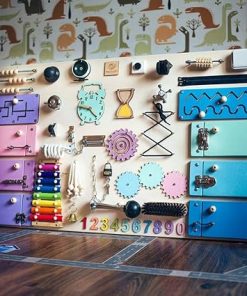Handmade Wooden Busy Board for Sensory Play Montessori Activity Model 12