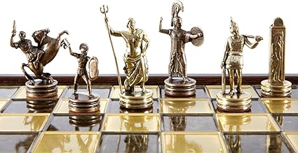 Greek Mythology Chess Set – Brass&Copper – Wooden case Brown Board 2 Greek Mythology Chess Set - Brass&Copper - Wooden case Brown Board - Image 2