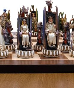 Hand Painted Dragon Chess Set Polystone Pieces for Adults Luxury Game 2