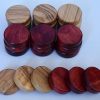 Natural Olive Wood Red Backgammon Checkers Chips 1.4 Inches 3