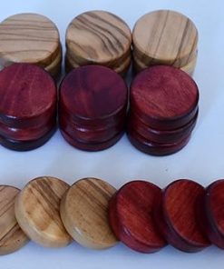 Small Olive Wood Checkers Natural Red Color Set of 30 Pieces
