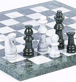 Deluxe Marble Chess Set for Central Park South – Extra Large King 4.25″ 2