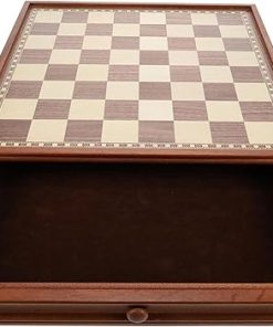 Classic Wooden Chess and Checkers Board with Storage Drawers 15 Inch 2